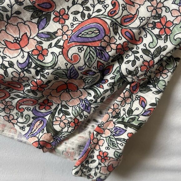 J Jill Womens Top XS Floral Print Pima Slub Elbow Sleeve Tee 100% Cotton Casual - Picture 4 of 8